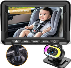 Wkzay Baby Car Camera 1080p for crystal-clear rear-seat monitoring on trips.