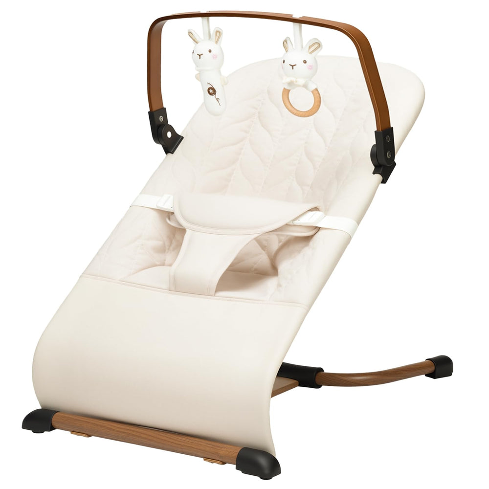Wnttmt portable baby bouncer beige for gentle infant support during play and rest