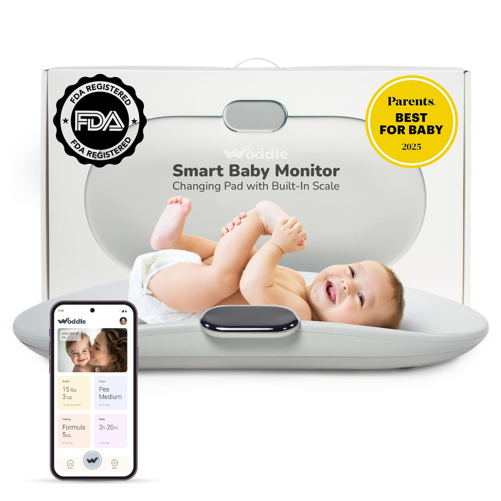 Woddle smart changing pad with scale readout for precise infant weight tracking