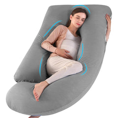 Wodsfay U-shaped pregnancy pillow front view demonstrates full-body sleep support.
