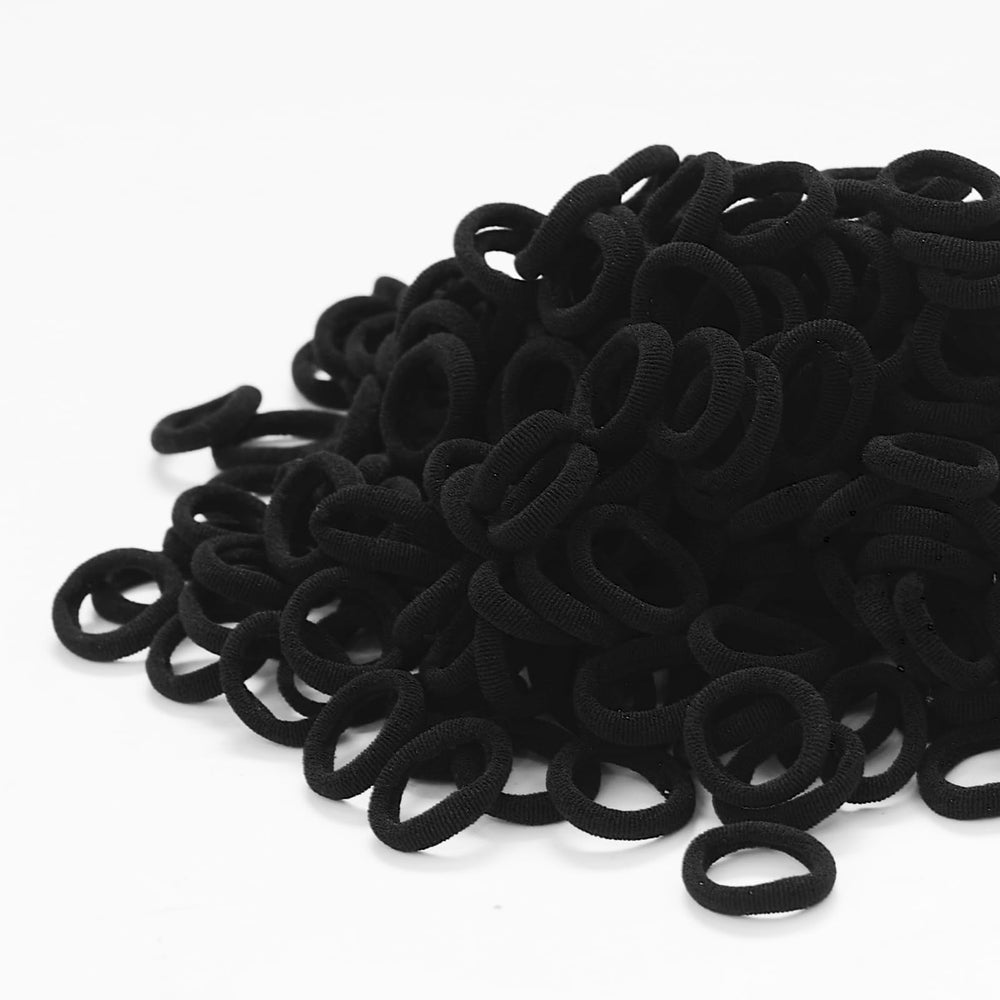 WOLVINA 300PCS black elastic hair bands for secure, gentle hold without damage.