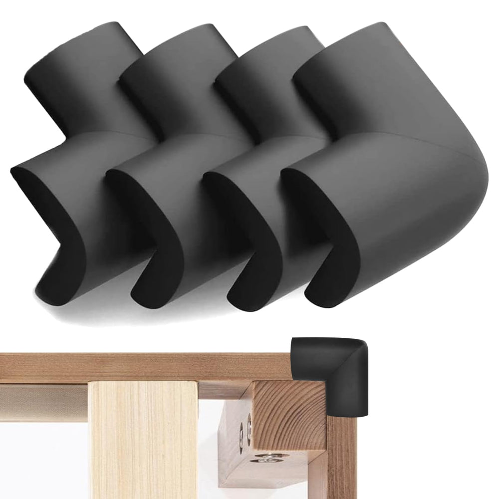 Wome bed-frame corner protector in black, four-pack guards sharp edges for safer furniture.