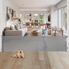 WOMHOM 80-inch wide gate extended to fit large openings, keeps kids and pets safe.
