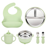 Womorista stainless steel suction plate for baby, close-up showing stable base.