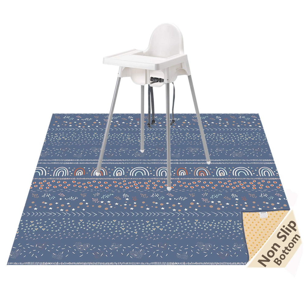 WOMUMON 51 inch splat mat under high chair protects floors from spills.