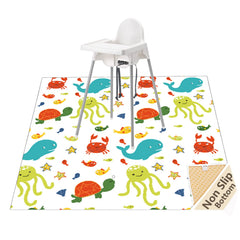 WOMUMON Splat Mat under highchair Seaworld keeps floors clean during meals.