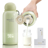 Wonder Living portable bottle warmer in cordless travel mode heats milk on the go.