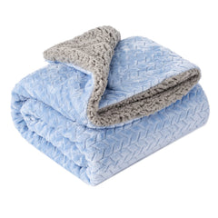 Wonder Miracle fuzzy blanket in sky blue, plush warmth for baby.