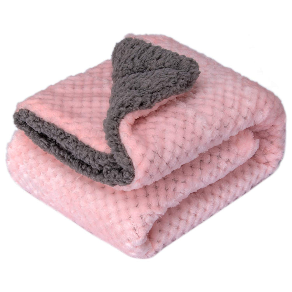 Wonder Miracle fuzzy baby blanket pink 40x48 close-up showcases ultra-soft coral fleece warmth