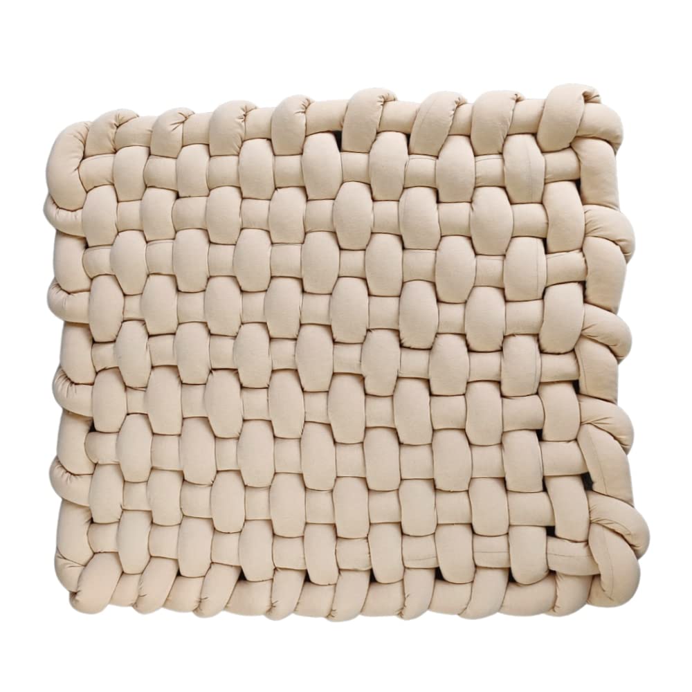 Wonder Space knotted braided plush mat, front view, cozy nursery rug for baby.