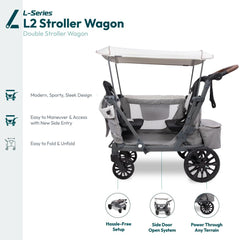 WonderFold L2 removable seats in use for quick kid in/out.