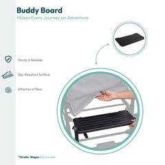 Buddy Board folded for storage with magnetic hold on the wagon.