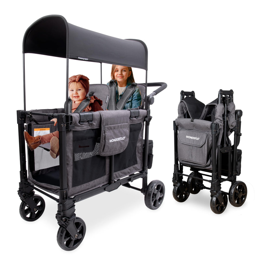 WonderFold W2 Elite Pro wagon seats reversible for comfortable two-seat rides.