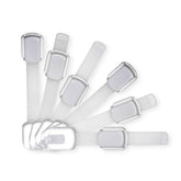 Wonderkid adjustable safety locks on cabinets help keep curious toddlers safe.