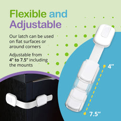 Wonderkid fridge and drawer locks with flexible straps fit curved surfaces.