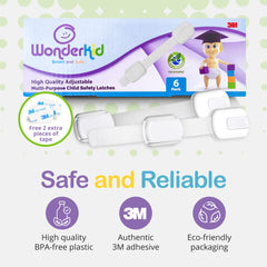 Wonderkid one-handed operable baby-proof lock makes cabinet access easy for caregivers.