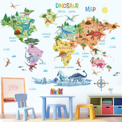 Wondever Dinosaur World Map stickers on the wall add playful room decor.