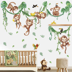 Wondever Jungle Monkey climbing vines wall sticker adds playful jungle charm to nurseries.