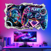 Wondever large 3D game wall sticker with gamer controller for easy decor