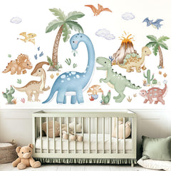 Wondever large boho dinosaur wall stickers in watercolor dino for nursery decorating