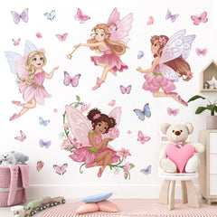 Wondever Pink Fairy wall art for nurseries on smooth surfaces; easy to apply and remove.