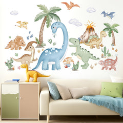 Wondever volcano and dinosaur wall decal creating a playful focal point