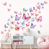 Wondever watercolor butterflies wall stickers collection brightens girls room without paint