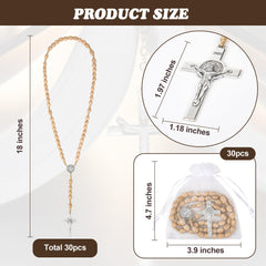 Wonitain wooden rosary packs with organza bags, perfect for elegant baptism favors.