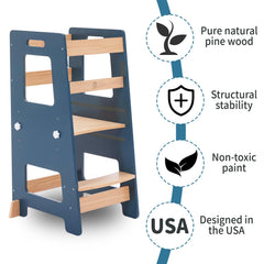 WOOD CITY Kitchen Step Stool anti-slip mat protects floors