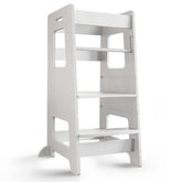 Wood City kitchen step stool with safety rail keeps kids secure at the counter.