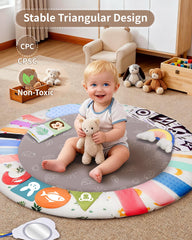 Wood City tummy time mat view shows a safe, cushioned space for newborns
