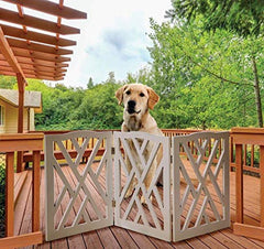 Wood Curves CrissCross gate extended to 45 inches for wider spaces