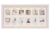 WOOD SIDE ORBIS frame with beige-pink mat for monthly baby photos