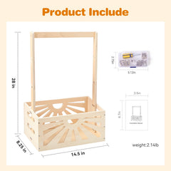 Wooden Teether adjustable handle storage crate designed for nursery essentials at hand