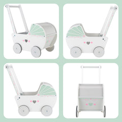 WOODENFUN wooden baby push walker side view highlights portable size and easy maneuvering