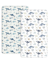Woodiville Aquatic Adventures fitted crib sheet 28x52 for crib bedding and toddler mattresses