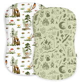 Woodiville Bear Tracks cover on a baby lounger, adding cozy nursery style.