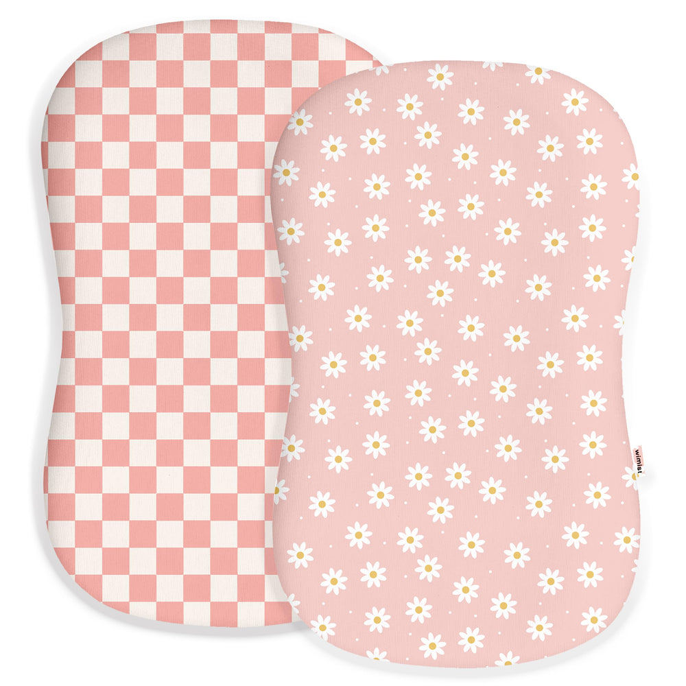 Woodiville daisy check baby lounger cover adds soft, breathable comfort.