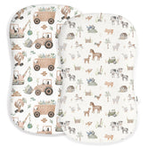 Woodiville baby lounger cover with little-farm pattern for soft naps