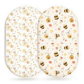 Woodiville Bassinet Sheets Honeybee Dreams soft-knit fabric for baby's comfort
