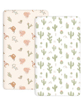 Woodiville Crib Sheets Cactus Cozy packaged for quick nursery setup.