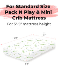 Woodiville fitted mini crib sheets Desert Green fit standard playards for a smooth surface.