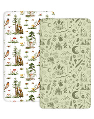 Woodiville Pack N Play Sheets Bear Tracks pattern provides silky comfort for baby.