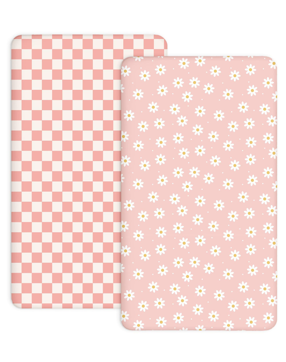 Woodiville Daisy Check fabric closeup shows silky soft jersey for baby comfort.