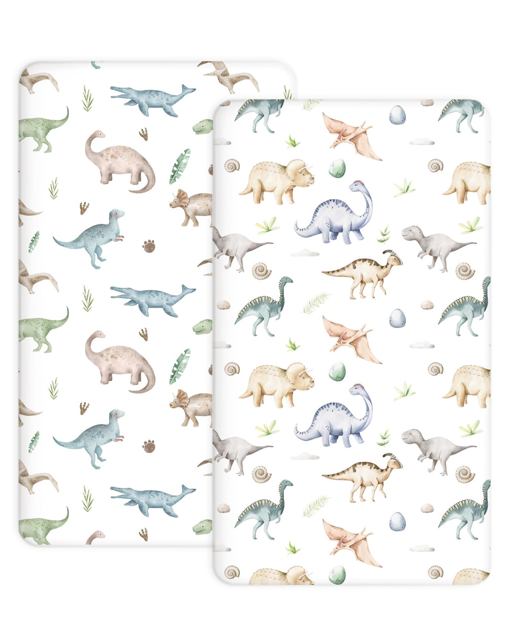 Woodiville Pack N Play sheets with Dino Pals pattern offering snug fit and comfort