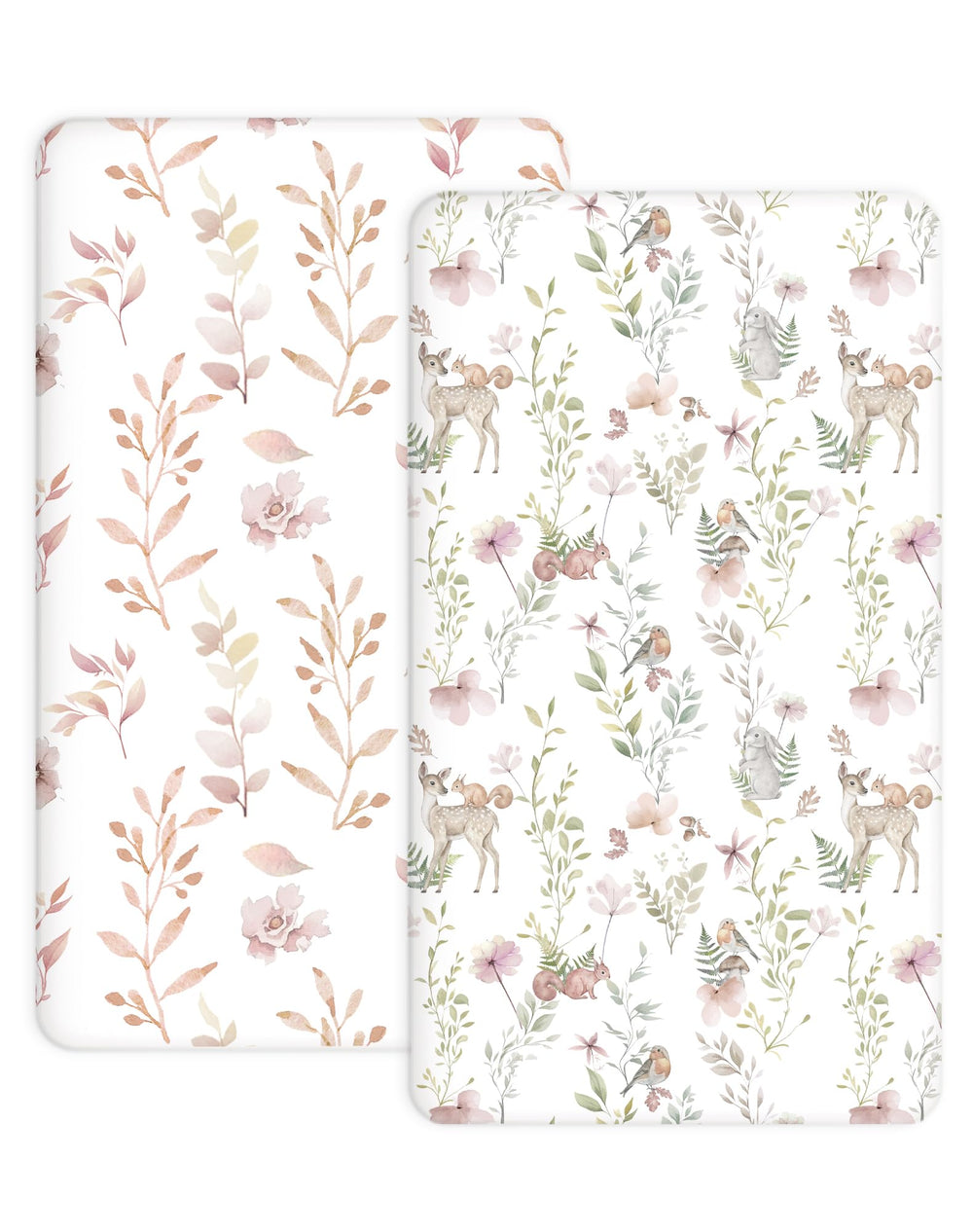 Woodiville pack-n-play sheets with floral fawn pattern for a cozy, tidy nursery.