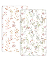 Woodiville pack-n-play sheets with floral fawn pattern for a cozy, tidy nursery.