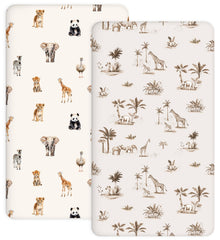 Woodiville Safari Dreams pack n play sheets offer soft, breathable comfort for baby sleep