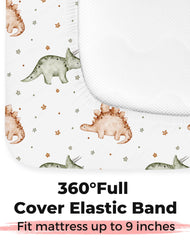 Woodiville crib sheets with stain-concealing design for a tidier look.