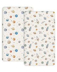 Woodiville Stellar Adventure crib sheet with snug fit for 28x52 mattress